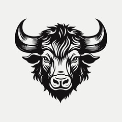 abstract simple Bull head vector logo concept illustration, Buffalo head logo, Bull head logo