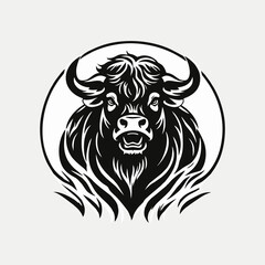 abstract simple Bull head vector logo concept illustration, Buffalo head logo, Bull head logo