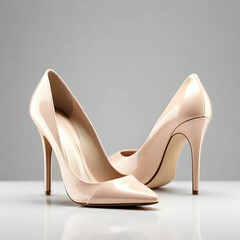 Elegant Stilettos: High-Heeled Women's Shoes Isolated on White Background