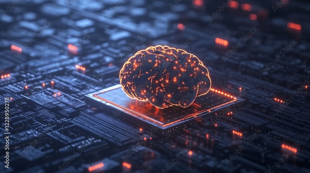 Leinwandbilder a digital representation of a brain on a circuit board, symbolizing artificial intelligence and neur