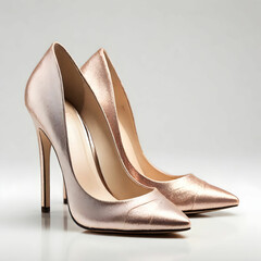 Elegant Stilettos: High-Heeled Women's Shoes Isolated on White Background