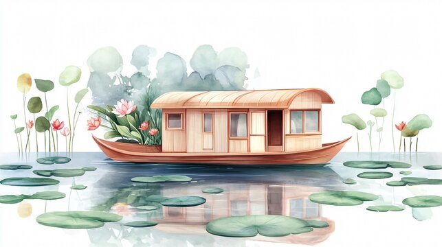 Whimsical Watercolor Illustration of a Charming Float