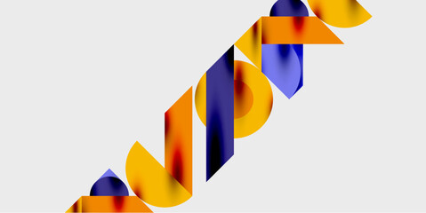 Detailed composition of circles, semicircles, and triangles with glossy effects and smooth gradients. A sleek and modern vector design for creative and tech-inspired projects