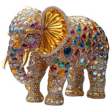 Detailed and Vibrant Gold Sculpture of a Colorful Koyal with Shiny Gemstones and Intricate Design