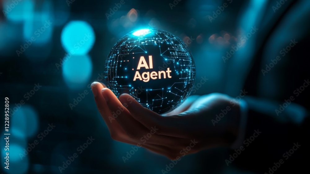 Aufkleber A person holds a glowing sphere labeled 