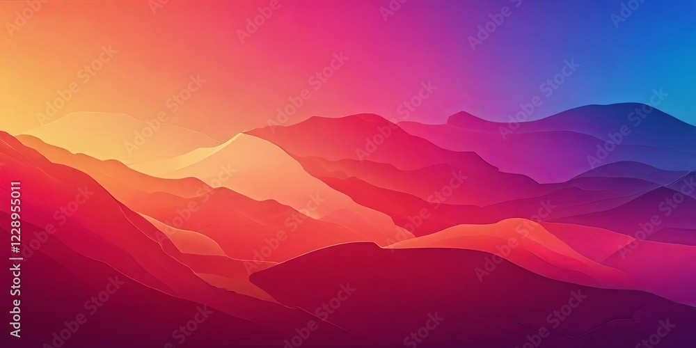 Poster A mountain range with a red and orange color scheme