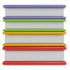 Stack of four stylized books. Isolated on transparent background