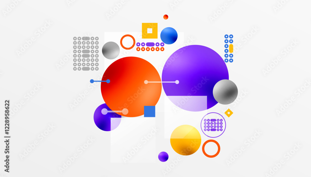 Aufkleber minimalistic abstract vector design, layered geometric shapes circles, squares, and triangles with s