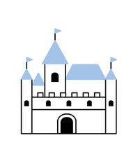 イラスト素材:シンプルでかわいいお城_旗_遊園地_ヨーロッパ_アイコン