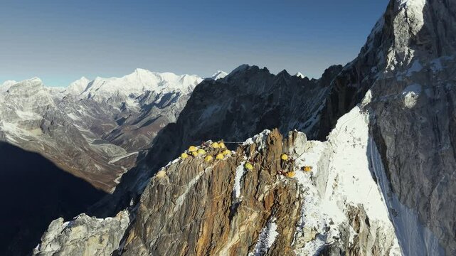 Aerial Views of Ama Dablam camp 2: Stunning Drone Footage from the Himalayas - 4K