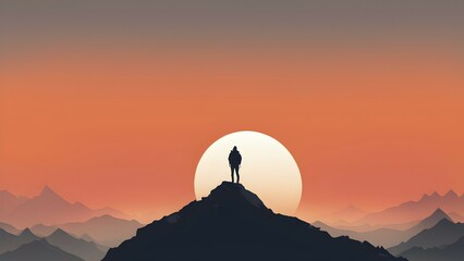 Minimalist illustration representing outdoor adventure and nature, AI generated