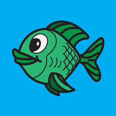 Green Fish with blue Backgrond