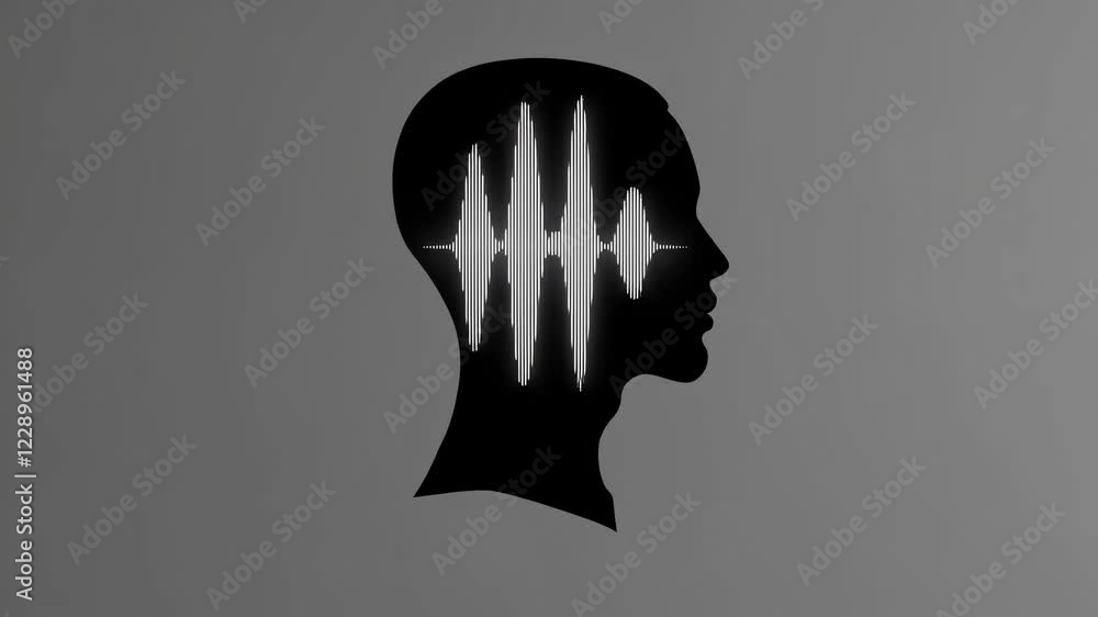 Poster A minimalist silhouette of a human head with gently pulsating lines inside, symbolizing brainstorming or deep reflection against a neutral backdrop.
