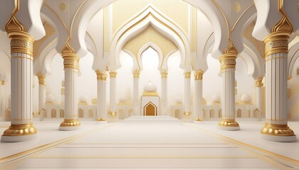 Fototapeta premium Luxury white background islamic ramadan eid al fitr