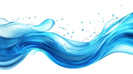 A vibrant blue ocean wave with a smooth curve and frothy white top, isolated cleanly for a fresh visual.