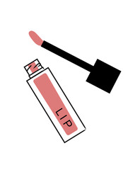 イラスト素材:シンプルでおしゃれなコスメ_リップ_グロス_メイク