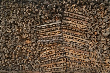 Stacked firewood, Bavaria, Germany, Europe