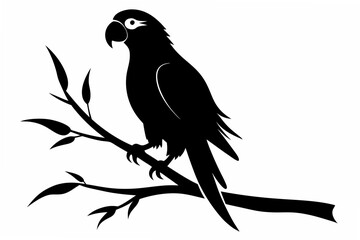 parrot with tree  silhouette vector