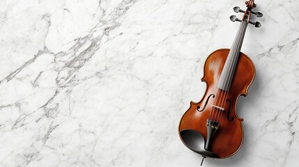Viola on white marble background with copy space.