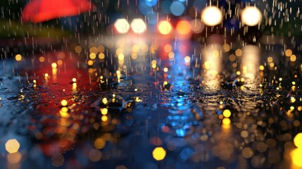 The abstract storm brings a powerful display. Lightning and rain highlight the dark, stormy weather.