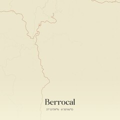 Fototapeta premium Retro Spanish map of Berrocal, Andaluc�a. Vintage street map.