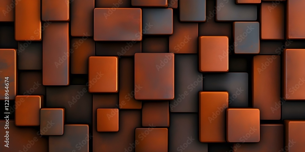 Aufkleber a textured surface composed of various rectangular and square shapes in shades of orange and black. 