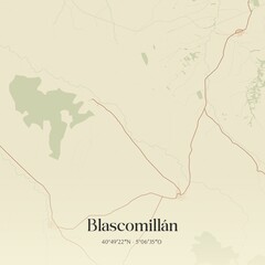 Obraz premium Retro Spanish map of Blascomill�n, Castilla y Le�n. Vintage street map.