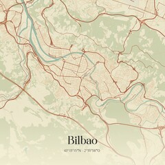 Fototapeta premium Retro Spanish map of Bilbao, Pa�s Vasco. Vintage street map.