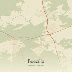 Fototapeta premium Retro Spanish map of Boecillo, Castilla y Le�n. Vintage street map.