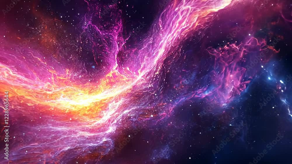 Wall mural purple and red nebula with stars