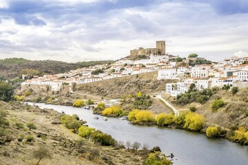 Obraz premium Mertola cityscape with an uphill castle and white architecture, Alentejo, Portugal, Europe