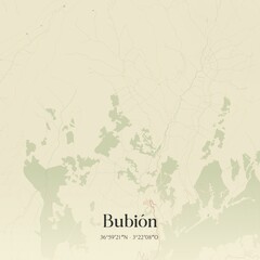 Retro Spanish map of Bubi�n, Andaluc�a. Vintage street map.