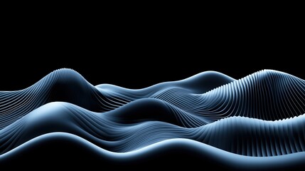 Obraz premium Abstract wavy lines in dark and blue tones on black background. Modern concept for technology and design.