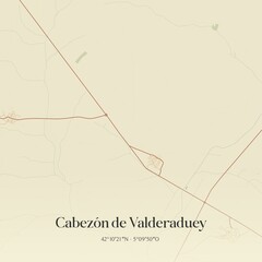 Retro Spanish map of Cabez�n de Valderaduey, Castilla y Le�n. Vintage street map.