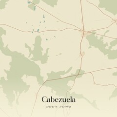 Retro Spanish map of Cabezuela, Castilla y Le�n. Vintage street map.