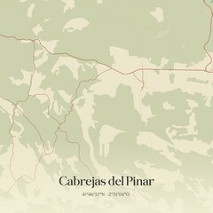 Retro Spanish map of Cabrejas del Pinar, Castilla y Le�n. Vintage street map.