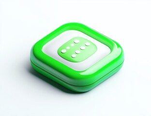 Green square device with white center and dots.