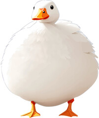 Cute clip art illustration of a round cartoon duck standing proudly on bright background with whimsical expression