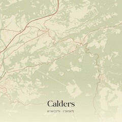 Retro Spanish map of Calders, Catalu�a. Vintage street map.