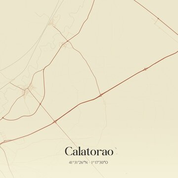 Retro Spanish map of Calatorao, Arag�n. Vintage street map.