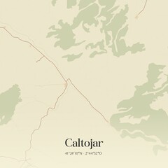 Retro Spanish map of Caltojar, Castilla y Le�n. Vintage street map.