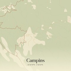 Retro Spanish map of Campins, Catalu�a. Vintage street map.