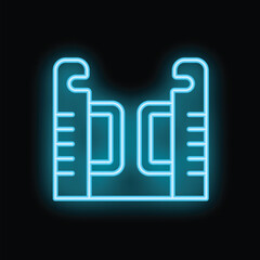 Glowing neon line turnstile icon isolated on black background. Turnstile entrance gate for one person. Access control gate. Vector illustration