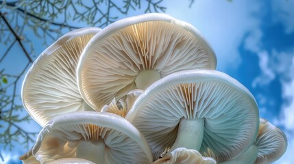 Obraz premium Mushroom depicted on a simple background, beautiful fungi macro. Background placid, mushroom clear.