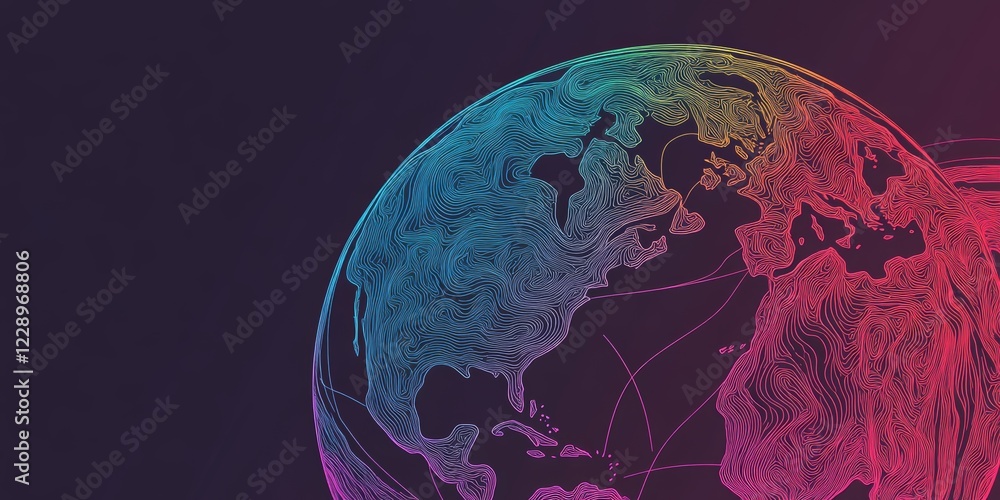 Poster a colorful globe with a rainbow pattern