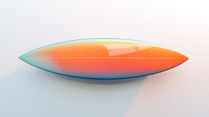 Gradient surfboard on white background.