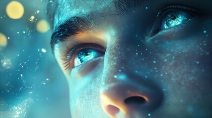 Exploring emotions through eyes abstract setting digital close-up perspective