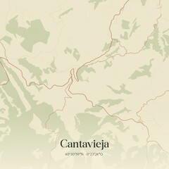 Obraz premium Retro Spanish map of Cantavieja, Arag�n. Vintage street map.