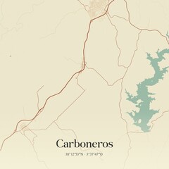 Retro Spanish map of Carboneros, Andaluc�a. Vintage street map.