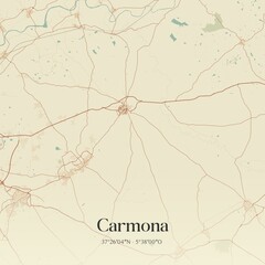 Retro Spanish map of Carmona, Andaluc�a. Vintage street map.